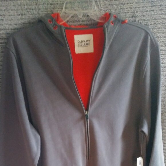 Old Navy Gray Zip-Up Hoodie with Orange Lining - Picture 4 of 5